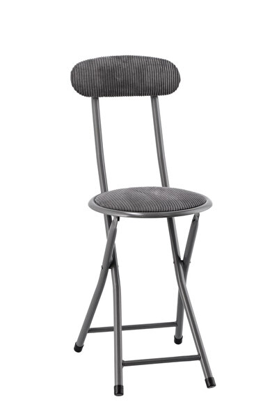Decorer Set de 2 scaune pliante, fier, textil, gri, 29.5 x 45.5 x 73.5 cm