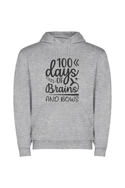 iLovePrints Elegant Brains & Bows Φούτερ με κουκούλα σε χρώμα Γκρι