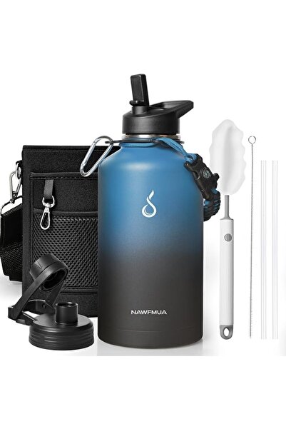 GENERAL 1.9 Liters Stainless Steel Water Bottle with Straw Lid and Spout Lid,...