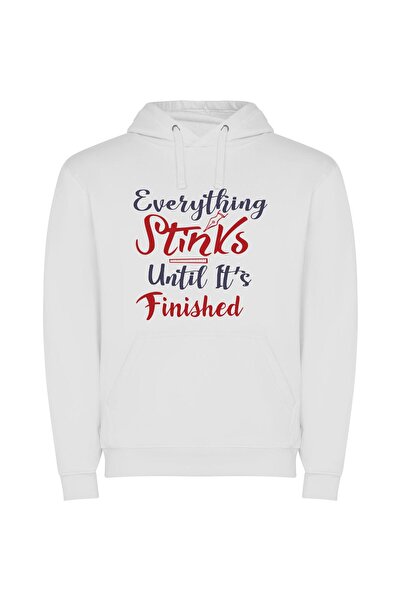 iLovePrints Neat Until Finished: Inspired Φούτερ με κουκούλα σε χρώμα Λευκό