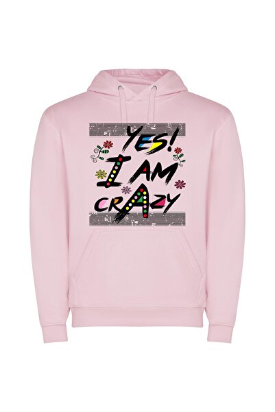 iLovePrints Delightfully Crazy: High Definition Φούτερ με κουκούλα σε χρώμα Ροζ
