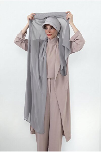 Aisha's Design Practical Chiffon Shawl with Combed Cotton Visor, Ss-3