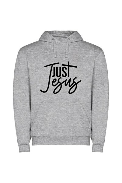 iLovePrints Justus, Jesus: Divine Portrait Φούτερ με κουκούλα σε χρώμα Γκρι
