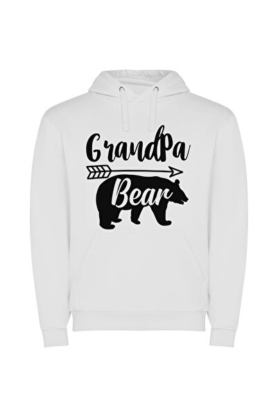 iLovePrints Stencil Bear, Grandpa's Pride Φούτερ με κουκούλα σε χρώμα Λευκό