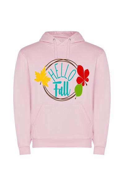 iLovePrints Hello Fall's Leafy Greeting Φούτερ με κουκούλα σε χρώμα Ροζ
