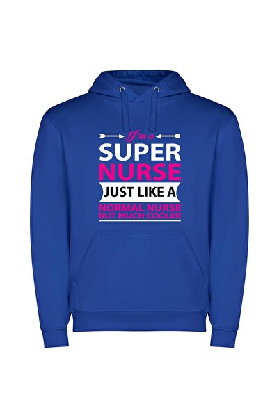 iLovePrints Cool Super Nurse Φούτερ με κουκούλα σε χρώμα Μπλε
