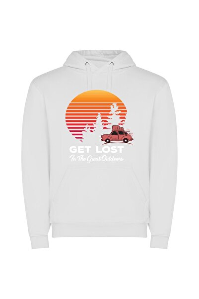 iLovePrints Lost Wild Wonder Φούτερ με κουκούλα σε χρώμα Λευκό