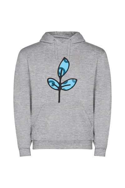 iLovePrints Serene Blue Blossom Φούτερ με κουκούλα σε χρώμα Γκρι