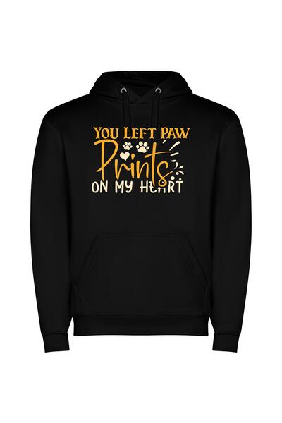 iLovePrints Premium Paw Print Collection Φούτερ με κουκούλα σε χρώμα Μαύρο