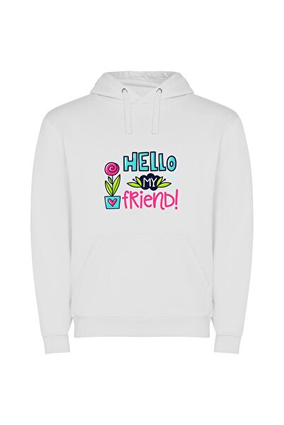 iLovePrints Blooming Bonds of Friendship Φούτερ με κουκούλα σε χρώμα Λευκό
