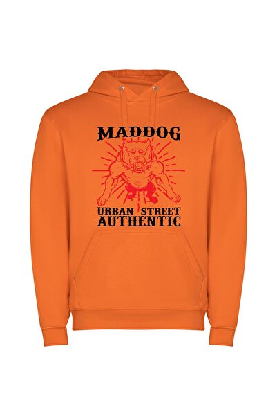 iLovePrints Mad Dog Metropolis Φούτερ με κουκούλα σε χρώμα Πορτοκαλί