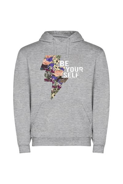 iLovePrints Fleurs of Self-Confidence Φούτερ με κουκούλα σε χρώμα Γκρι