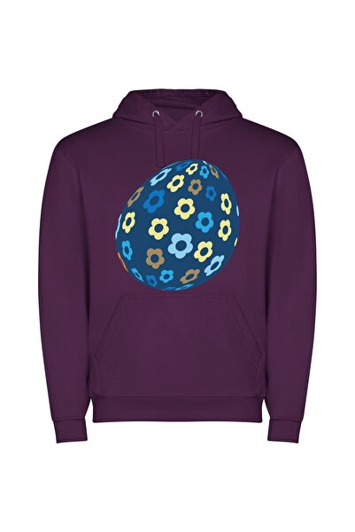 iLovePrints Floral Easter Egg Φούτερ με κουκούλα σε χρώμα Μωβ
