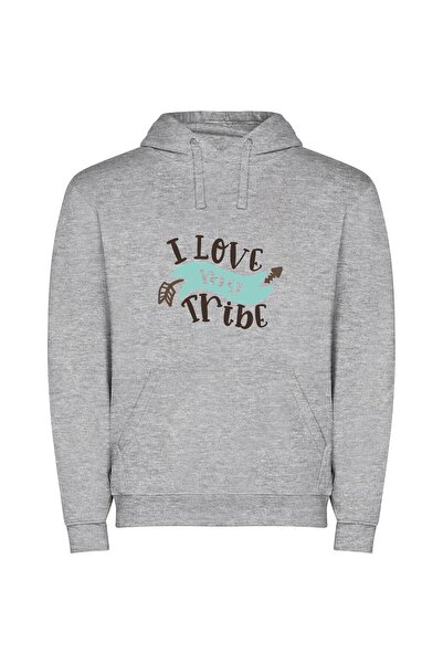 iLovePrints Tribe Love Typography Delight Φούτερ με κουκούλα σε χρώμα Γκρι