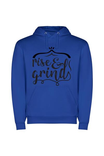 iLovePrints Grind & Rise: Aesthetically Chic Φούτερ με κουκούλα σε χρώμα Μπλε