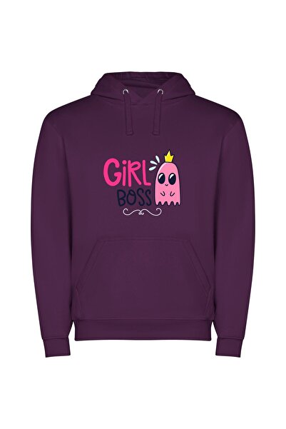 iLovePrints Pink Crowned Girly Princess Φούτερ με κουκούλα σε χρώμα Μωβ