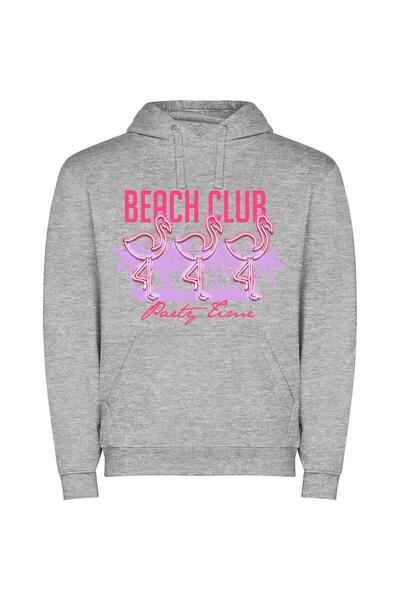 iLovePrints Retro Beach Club Vibes Φούτερ με κουκούλα σε χρώμα Γκρι