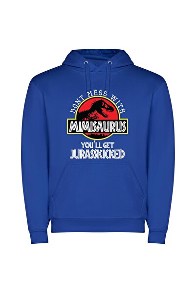 iLovePrints Jurassic Minimal Logo Close-Up Φούτερ με κουκούλα σε χρώμα Μπλε