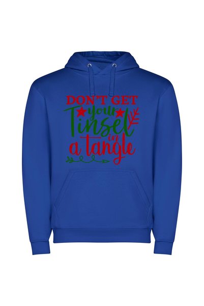 iLovePrints Merry Tinsel Unwind: Holiday Bliss Φούτερ με κουκούλα σε χρώμα Μπλε