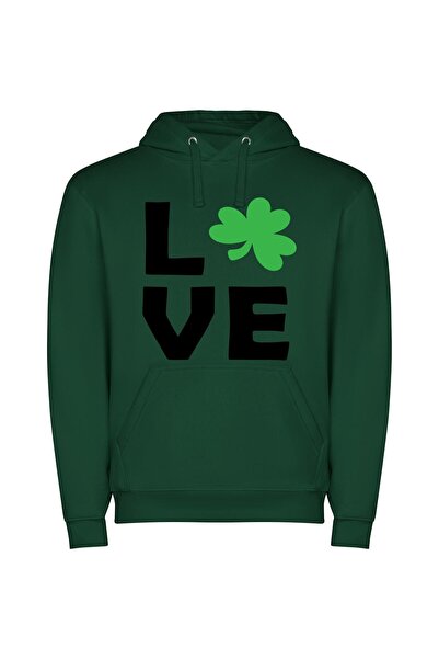 iLovePrints Lucky Love Letters Φούτερ με κουκούλα σε χρώμα Πράσινο