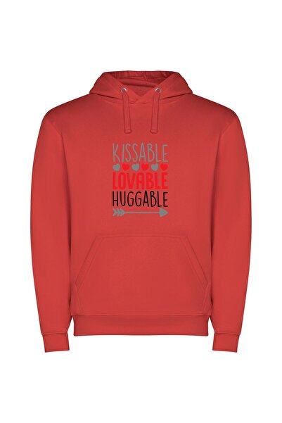 iLovePrints Loveable Design Delights Φούτερ με κουκούλα σε χρώμα Κόκκινο