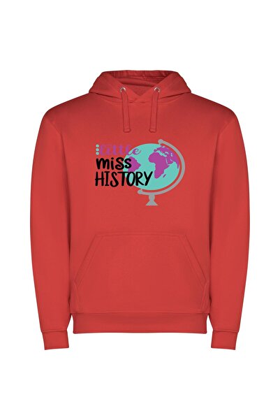 iLovePrints Miss History's Mini Globe Φούτερ με κουκούλα σε χρώμα Κόκκινο