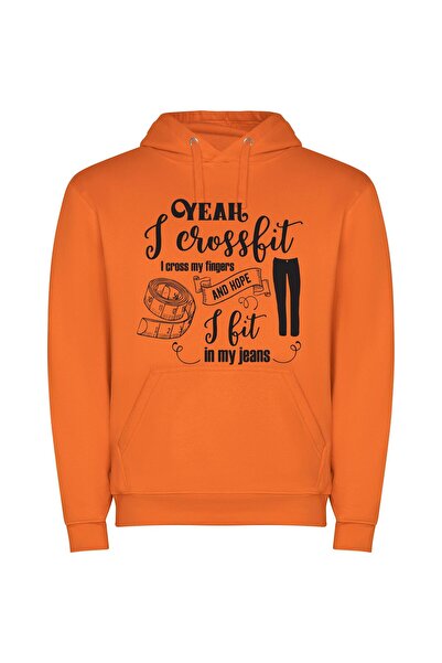 iLovePrints Fashionably Fit and Fabulous Φούτερ με κουκούλα σε χρώμα Πορτοκαλί