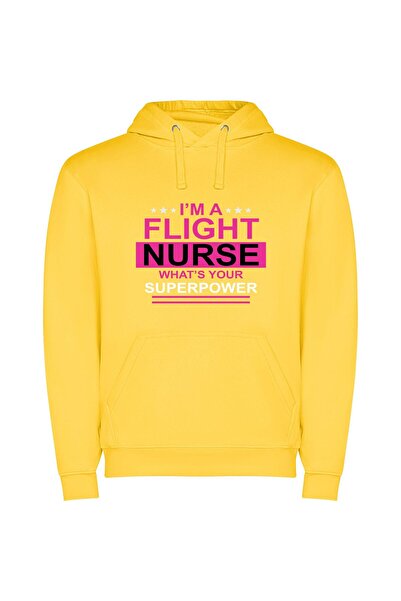 iLovePrints Hero Nurse Flight February Φούτερ με κουκούλα σε χρώμα Κίτρινο