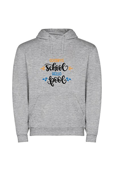 iLovePrints School to Cool: Illustrated Φούτερ με κουκούλα σε χρώμα Γκρι