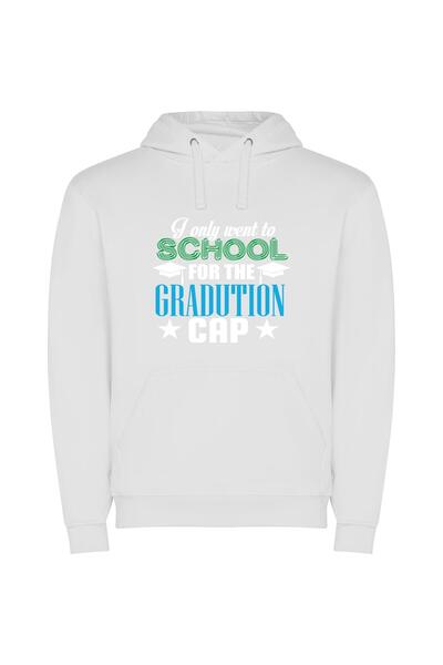 iLovePrints Blue Grad School Chic Φούτερ με κουκούλα σε χρώμα Λευκό