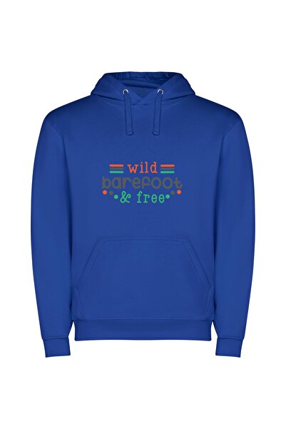 iLovePrints Barefoot and Wild Freedom Φούτερ με κουκούλα σε χρώμα Μπλε