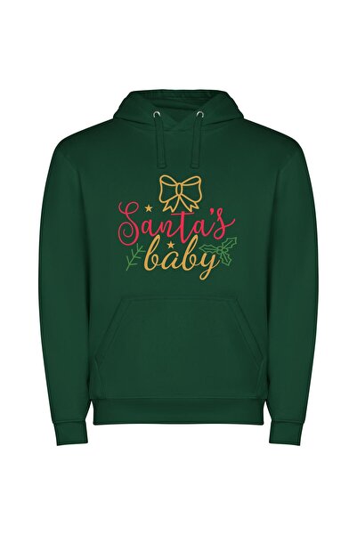 iLovePrints Merry Santa's Baby Joys Φούτερ με κουκούλα σε χρώμα Πράσινο