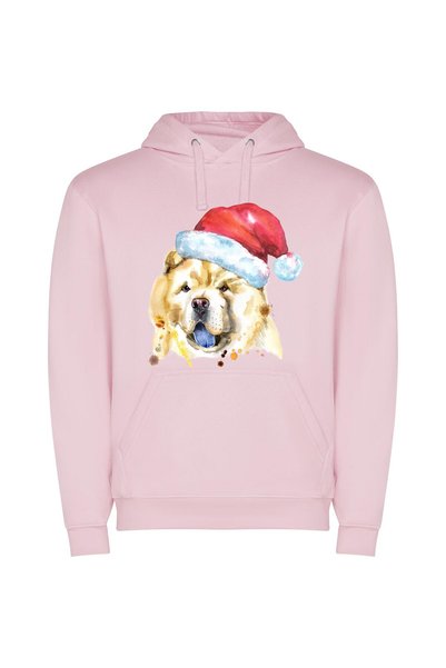 iLovePrints Santa Paws Watercolor Joy Φούτερ με κουκούλα σε χρώμα Ροζ