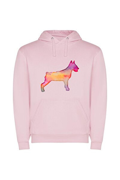 iLovePrints Colorful Canine Silhouette Φούτερ με κουκούλα σε χρώμα Ροζ