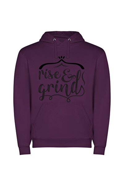 iLovePrints Grind & Rise: Aesthetically Chic Φούτερ με κουκούλα σε χρώμα Μωβ