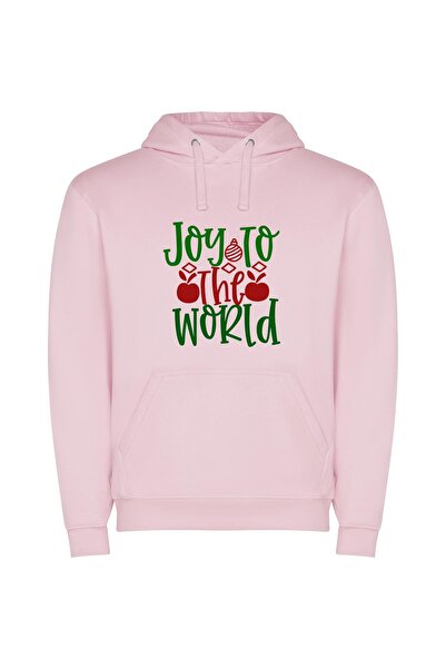 iLovePrints Joyful Holiday Greetings Φούτερ με κουκούλα σε χρώμα Ροζ