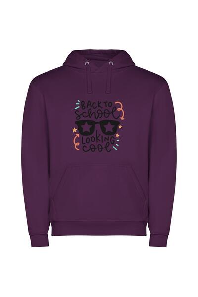 iLovePrints Stylish Back to School Φούτερ με κουκούλα σε χρώμα Μωβ