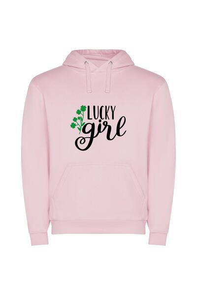 iLovePrints Luck-filled Clover Cutie Φούτερ με κουκούλα σε χρώμα Ροζ