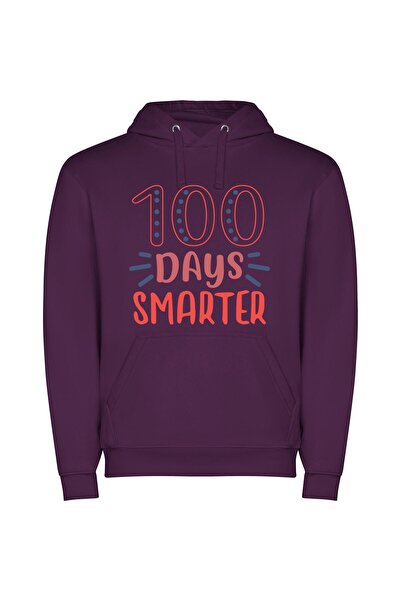 iLovePrints Colorful 100 Days Celebration Φούτερ με κουκούλα σε χρώμα Μωβ