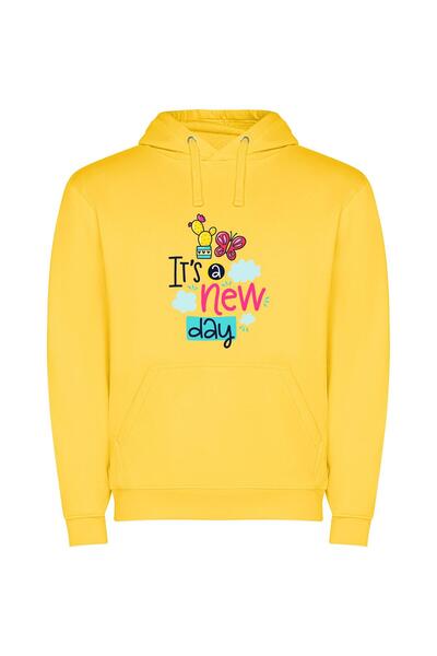 iLovePrints Nouveau Day's Delight Φούτερ με κουκούλα σε χρώμα Κίτρινο
