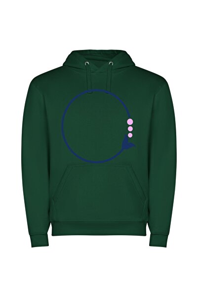 iLovePrints Circle Bliss: Floral Minimalism Φούτερ με κουκούλα σε χρώμα Πράσινο