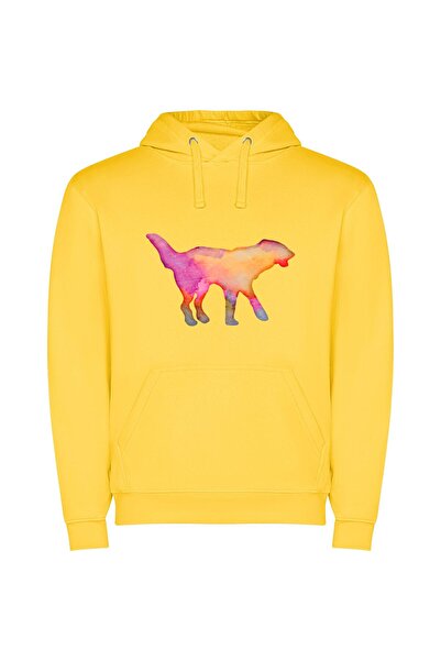 iLovePrints Pets in Vivid Hues Φούτερ με κουκούλα σε χρώμα Κίτρινο