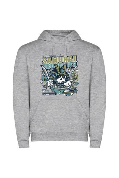 iLovePrints Ink Samurai Awakening Φούτερ με κουκούλα σε χρώμα Γκρι