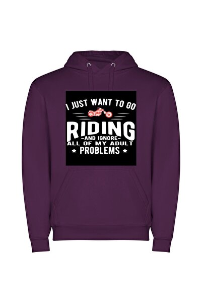 iLovePrints Reckless Bliss: Motorcycle Escapades Φούτερ με κουκούλα σε χρώμα Μωβ