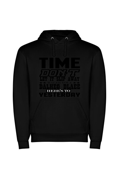 iLovePrints Time Blame, Delete, Enes Φούτερ με κουκούλα σε χρώμα Μαύρο