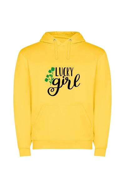 iLovePrints Luck-filled Clover Cutie Φούτερ με κουκούλα σε χρώμα Κίτρινο
