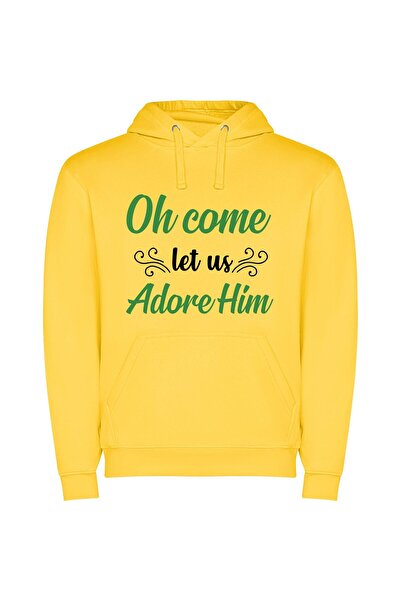 iLovePrints Effusive Warm Welcome: Him Φούτερ με κουκούλα σε χρώμα Κίτρινο