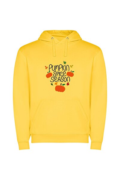 iLovePrints Festive Autumn Delights Φούτερ με κουκούλα σε χρώμα Κίτρινο