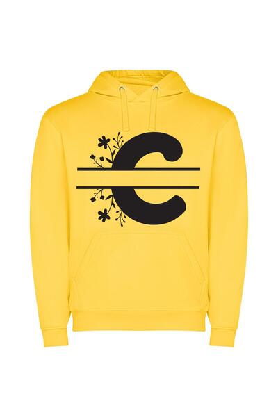 iLovePrints Monochrome Logo Artistry Φούτερ με κουκούλα σε χρώμα Κίτρινο