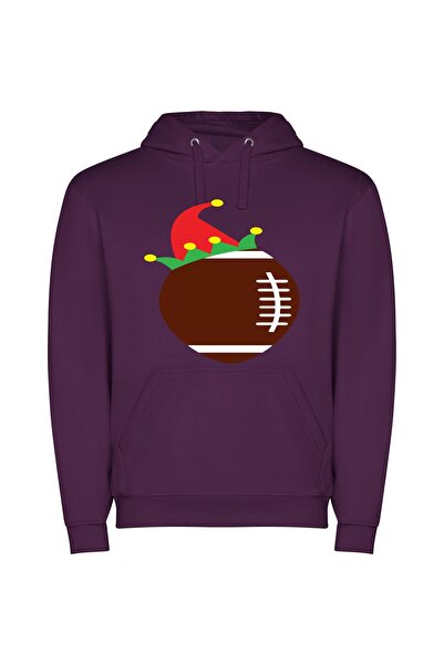 iLovePrints Festive Super Bowl Mascot Φούτερ με κουκούλα σε χρώμα Μωβ